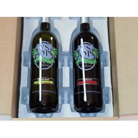 VSOP Organic Basil Infused Extra Virgin Olive Oil & Traditional 18yr Aged Dark Balsamic Vinegar of Modena (2 Bottle) Combo Pack (750 ml / 25.36 oz)
