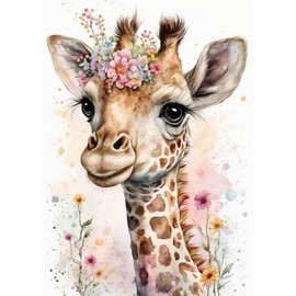 TOSTOG Diamond Painting Kits for Adults,Giraffe Full Drill Diamond Art Embroidery Pictures,Flowers 5D DIY Diamond Art Kit for Home Wall Decor 30x40cm/12x16inch