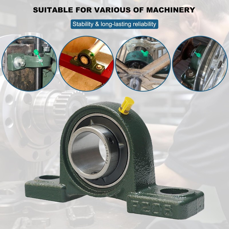 4 Pack UCP206-20 Pillow Block Mounted Ball Bearing - 1-1/4"