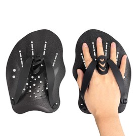 MCSDFN 2 Pcs Swim Hand Paddles, Swim Paddles with Adjustable Straps for Lap Swimming Training Hand Paddles for Novice and Professional Use, Black