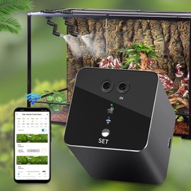 RUNWUSHENG Reptile mister, WiFi reptile humidifier withAPP control, automatic mister for reptile tank,terrarium, adjustable 360° nozzle, self-priming pump, easy to use