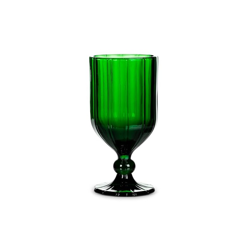 Abbott Collection Green Panel Wine Goblet - Glass 6.5"H (12oz)
