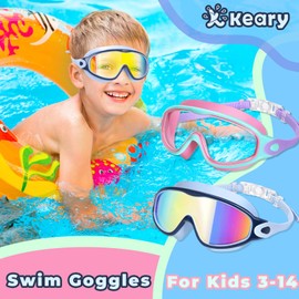 Keary 2 Pack Swim Goggles for Kids 6-14 8-14 Kids Swimming Goggles Age 3-15 4-7 4-16 8-12 For Boys Girls Youth Toddler Children Pool Water Goggle Anti Fog UV Protection Clear Wide View Waterproof