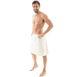 CelinaTex Malaga Saunakilt Herren L/XL creme weiß Mikrofaser Sauna Kilt Coral Fleece Saunamantel Saunatuch