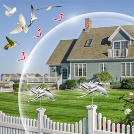 2 Pack Reflective Pinwheel Bird Scare Devices,Bird Deterrents for Outside,Stainless Steel Rotate Pinwheels for Yard Garden,Pigeon Deterrent Scare Birds Away for Roof,Vegetable Garden,Windows,Poolside