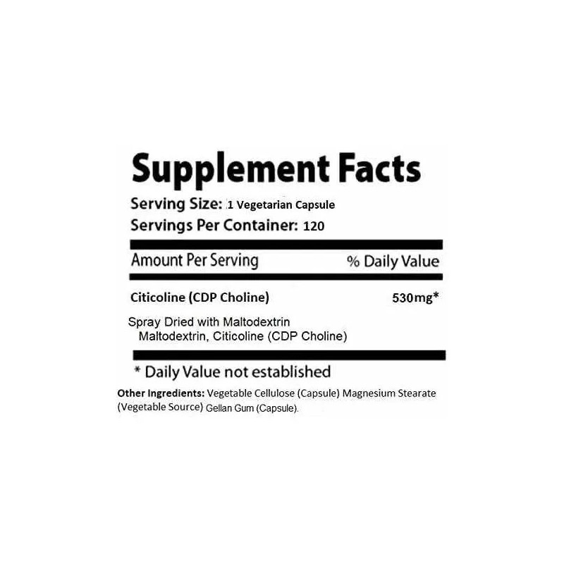 Citicolina Choline 530mg (120 Cápsulas) Absonutrix Sabor Sin Sabor