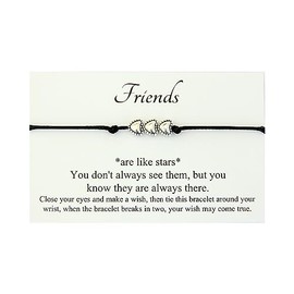 Lucor Friends Are Like Stars Bestie Wish Bracelet - Special Friendship Gift for Christmas or Birthday (Grey)
