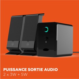 Mobility Lab ML314006 - PC Speaker 2.1 Multimedia - Rich Sound, Powerful Bass, Integrated Volume Control, Wired USB and Jack Port - MacOS and Windows Compatibility -