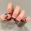 Valentine's Day Press on Nails Short- 24 Pcs French Tip