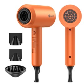 Professional Ionic Hair Dryer, Powerful 1800W Fast Drying Low Noise Blow Dryer with 2 Concentrator Nozzle 1 Diffuser Attachments for Home Salon Travel (Cosmic Orange)