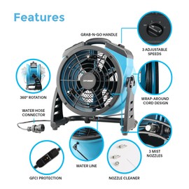 XPOWER XPOWER FM-65 Multi-purpose Misting Fan and Air Circulator