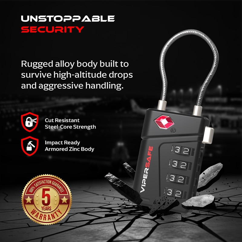 ViperSafe TSA Approved TSA008 Luggage Locks with Inspection Alert –