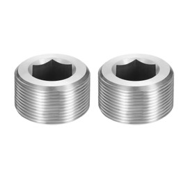 PATIKIL 2 Pcs 304 Stainless Steel Pipe Plug M33 x 1.5 Male Internal Hex Thread Socket Pipe Plug Hex Countersunk Pipe Fitting for Sealing Water Oil Gas Pipeline, Silver