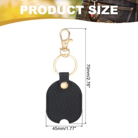 PATIKIL Leather Key Sleeve, Broken Car Key Loop Replacement Auto Key Cover Protector with Clasp for Women Men, Black