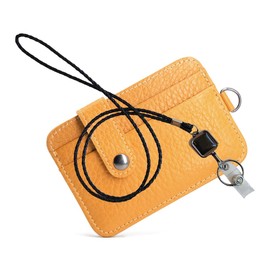 H HARUCO Card Case, Neck Holder, Leather, Genuine Leather, Stylish, Vertical, Stretchable, IC Card Case with Reel, Men's, Women's, Employee Card Holder, Name Bill Holder, Commuter Pass Case, Unisex,