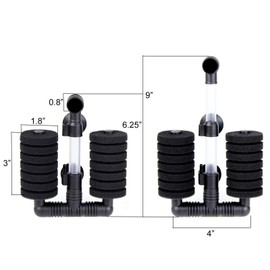 AQUANEAT 1 Pack Double Bio Sponge Filter, for Fry, Betta, Shrimp, Nano, Aquarium Fish Tank