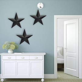 COOZZYHUOR 12" Metal Barn Star Wall Decor,Texas Stars Art,Rustic Vintage Western Country Farmhouse Home Indoor or Outdoor Decoration,Set of 3（Black）