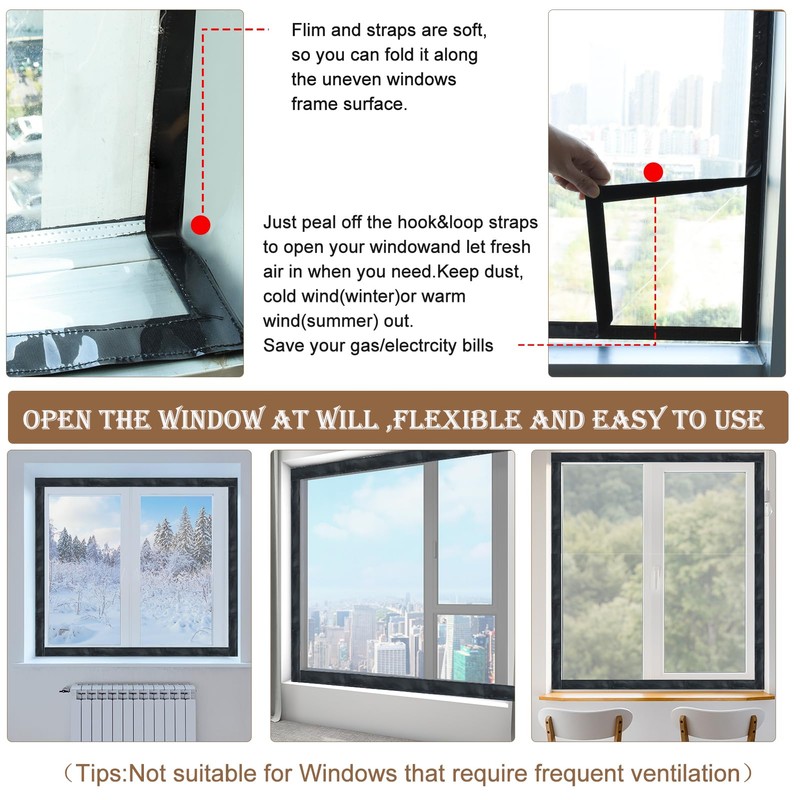 Window Insulation Kit for Winter Heavy Duty Plastic Window Cover