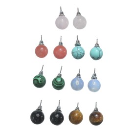 TOVINANNA 7 Pairs Turquoise Earrings Natural Stone Studs for Women Unique Design for Daily Wear Versatile and