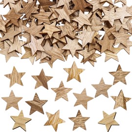 ParPix 3 cm Small Wooden Stars for Crafts, Pack of 100 Wooden Stars Decoration Christmas, Wooden Stars Small, Confetti Stars for Crafts, Decorative Stars Christmas Confetti, Wooden Star Table