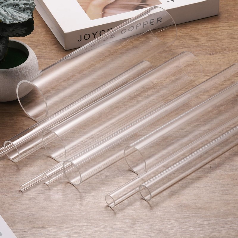 sourcing map 3Pcs Clear Rigid Acrylic Pipe, 6mm(0.24") ID x