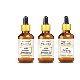 Greenwood Essential Pure Marjoram Essential Oil (Origanum majorana) with Glass Dropper 100% Natural Therapeutic Grade Steam Distilled for Personal Care (Pack of Three) 100ml X 3 (10oz)