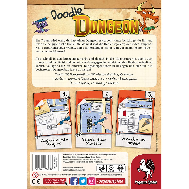 Pegasus Spiele 51846E - Doodle Dungeon , White