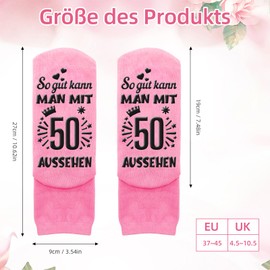 Kisvic 50th Birthday Women's Socks, Funny Women's Socks, Pink, So Good Can Man With 50 Looks, Non-Slip Socks, Birthday Gifts for Women for 50 Women, Mum and Girls, Pink-50
