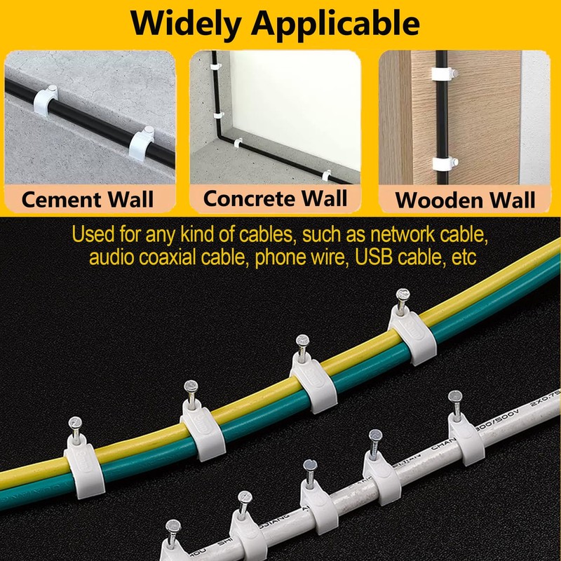 100PCS Round Cable Clips, 6MM Electrical Cable Wall Clip Cable