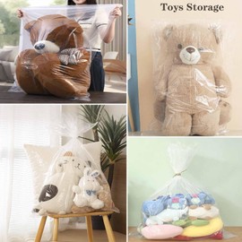 QISF Extra Large Clear Plastic Storage Bags 90x100cm Giant Storage Bags Flat Large Plastic Bags Moving Bags for Quilts Suitcases Plush Toys Office Chairs