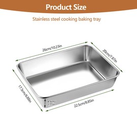 Edelstahl Klein Auflaufform Ofenblech, 26 x 20 x 5cm Rechtecke Panierschalen, Edelstahl Tiefes Backblech, Ofenschale Fettpfanne, Backblech aus Rostfreiem Stahl, für Schnitzel, Fleisch, Fisch, Kuchen