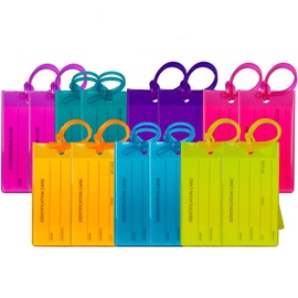 14 Pack TravelMore Luggage Tags for Suitcases, Flexible Silicone Travel ID Identifier Labels Set for Bags & Baggage - Multi Color Pack