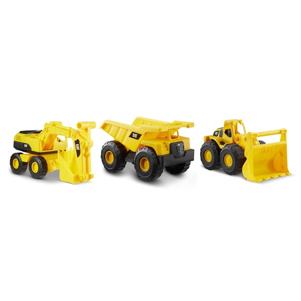 CatToysOfficial, CAT Construction 7" Mini Crew Set with Dump Truck, Loader, and Excavator, Kids Toys for Ages 2 and up Yellow