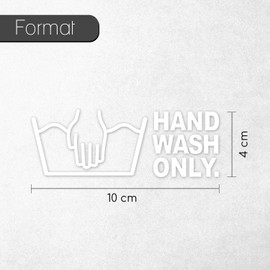 Decal Sticker 'Hand Wash Only – 10x4 cm Art No außenklebend Automotive _ 125 _ White For Car, Lorry, Motorbike, Moped, Scooter, Roller, Vehicles, UV and Weather Resistant for Washers...