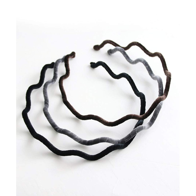 VINGTAINE HK-217-BK Wave Line Velour Headband Thin Simple Autumn Winter
