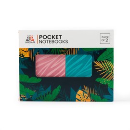 Husan Journal Notebook Pocket Size - Classic Design for Women Men , Leather Hardcover Thick Paper , Lined Grid Blank page 128 pages , 3.5" x 5.5", Pink + Turquoise Blue , Pack of 2 | Perfect for