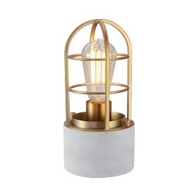Aspen Creative 40241-13-1, Table Lamp 2-Tones Finish, Warm Brass/Natural Concrete Base, Size: 4-3/4" D x 11" H, E26 Socket, Bulb Not Included