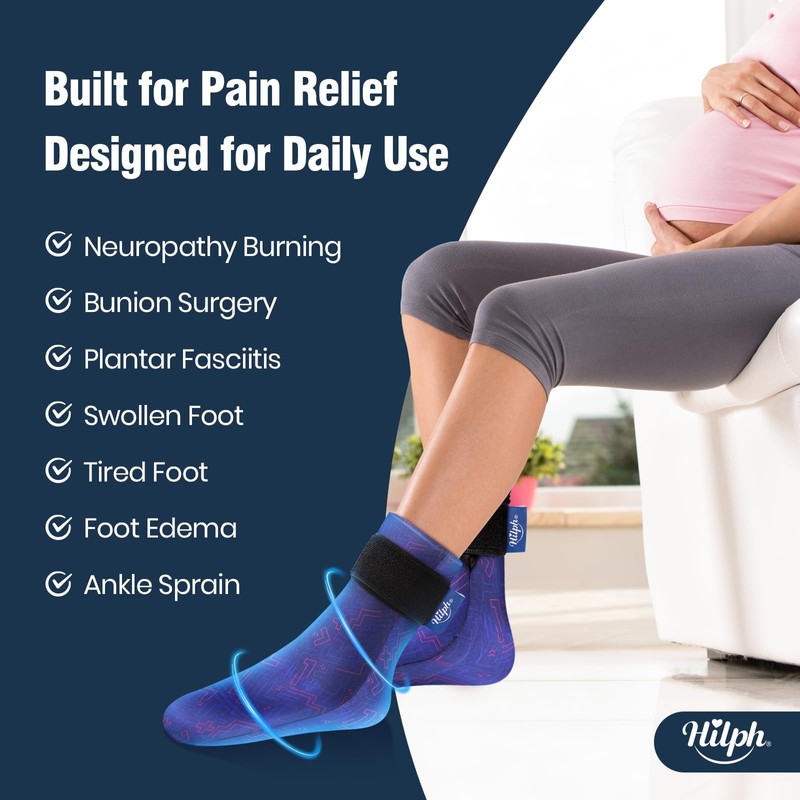 Hilph Full Foot Ice Pack Gel Sock for Hot &