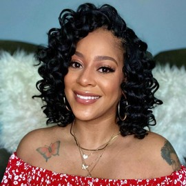 ToyoTree Ocean Wave Crochet Hair - 12 Inch 8 Packs Natural Black Crochet Braids, Synthetic Braiding Hair Extensions (12 inch, 1B)