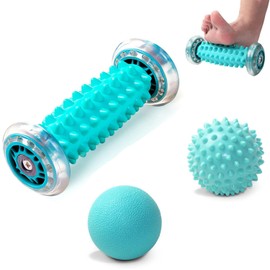 Foot Massager Roller, Foot Roller for Plantar Fasciitis and Neuropathy, Deep Tissue Muscle Massager Roller for Foot Arch Pain, Heel Pain, Leg Hand Soreness -1 Foot Massage Roller & 2 Foot Massage Ball