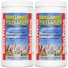 Yerba Prima Yerba Prima Organic Psyllium Whole Husks, 12 Ounce (Pack of 2) - Natural Fiber Supplement, Gut Health, Regularity Support, Non GMO, Gluten Free, Keto and Vegan Friendly