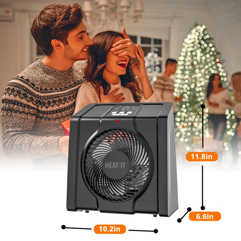 HEATIT Space Heater for Indoor, Digital Display with Thermostat, 1-12H