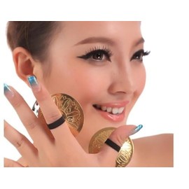Wowlife 4 Pcs/2 Pairs Professional Belly Dancing Dance Costume Oriental Dance Finger Zills Finger Cymbals for Dancer Evening Party