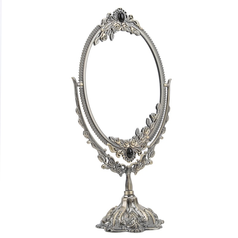 MakeUp Mirror EuropeanStyle Metal Retro DoubleSided Mirror for Bathroom Bedroom