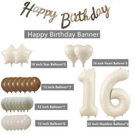 16th Birthday Decoration Beige for Girls and Boys - Balloons, Decorations and Party Accessories