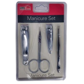 Best House Manicure Set Nail Clippers, Stainless Steel Nail Scissors Grooming Kit, 4 in 1 Stainless Steel Nail Tools for Men and Women Sturdy, Curved and Slant Nail Clipping Kit (Set of 4)