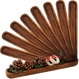 Thyle 8 Set Small Wooden Dough Bowls Rustic Wood Long Tray Decorative Long Wooden Bowl Accessories Wood Bowl Decor for Home Table Centerpiece Display Decoration, 12 x 1.8 x 1 Inch