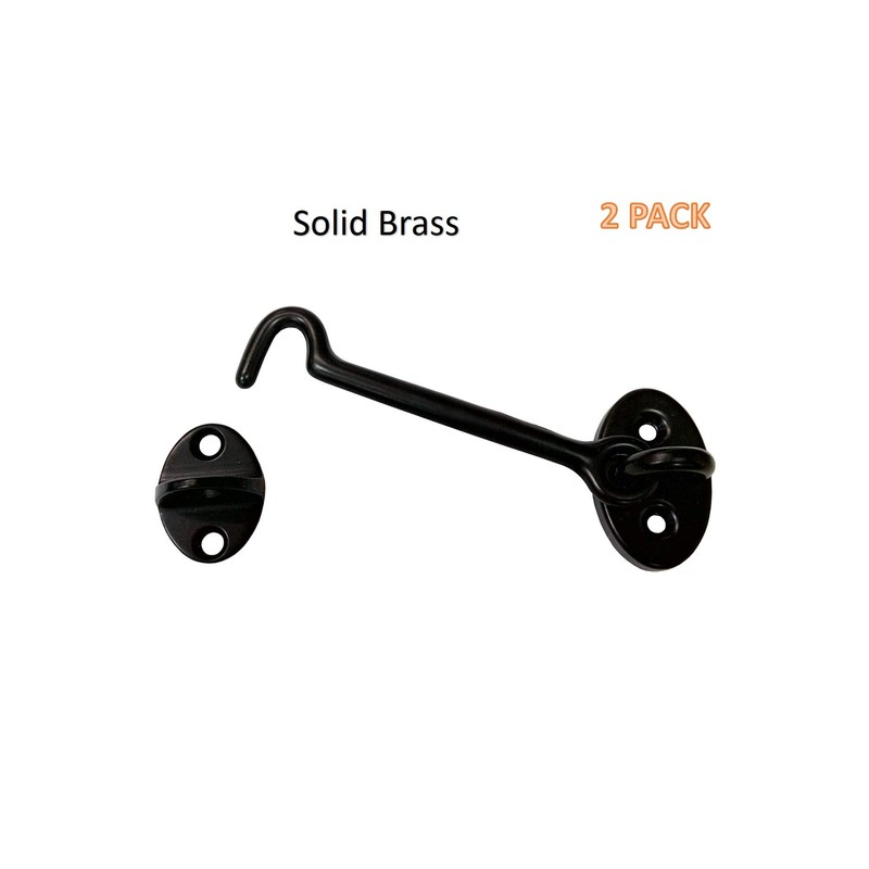 QCAA Heavier Duty Brass Door Hook Latch & Eye, 4",