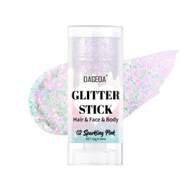 DAGEDA Sparkling Pink Body Glitter Stick,Sparkly Face Glitter Makeup,Holographic Hair Glitters Mermaid Makeup Rave Outfits for Women, Shimmer Face Paint Stick Singer Concert Accessories
