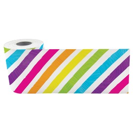 Teacher Created Resources Brights 4Ever Stripes Straight Rolled Border Trim - 50ft - Decorate Bulletin Boards, Walls, Desks, Windows, Doors, Lockers, Schools, Classrooms, Homeschool & Offices